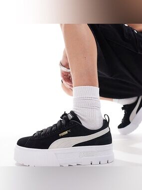 Puma Black Suede Platform Sneakers Size 9